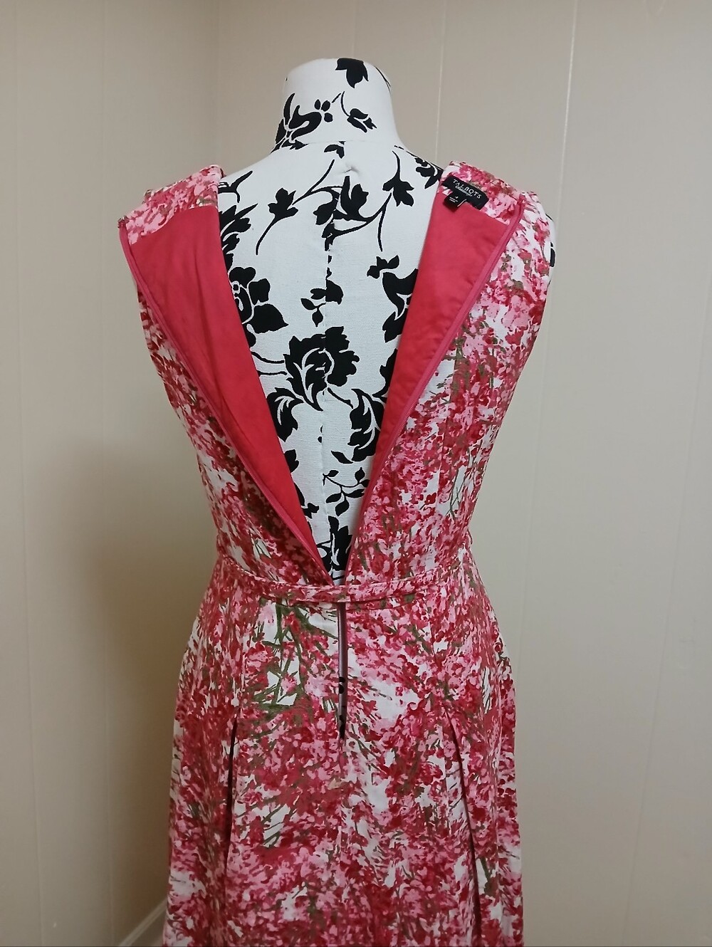 Talbots Linen Floral Sleeveless Midi Dress with Belt - Picture 9 of 12